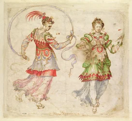 Entwurf für Kostüme, wahrscheinlich in den Florentiner Intermezzi, Florenz, 1589